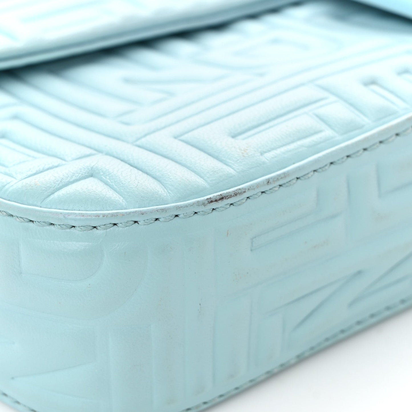 Nappa Logo Embossed Baguette Blue