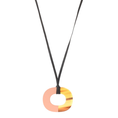 Hermes Buffalo Horn Isthme Pendant Necklace Rose Boudoir 1 of 6