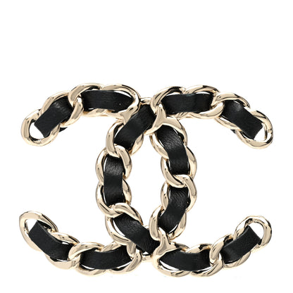 Chanel Lambskin Chain CC Brooch Black Gold 1 of 5
