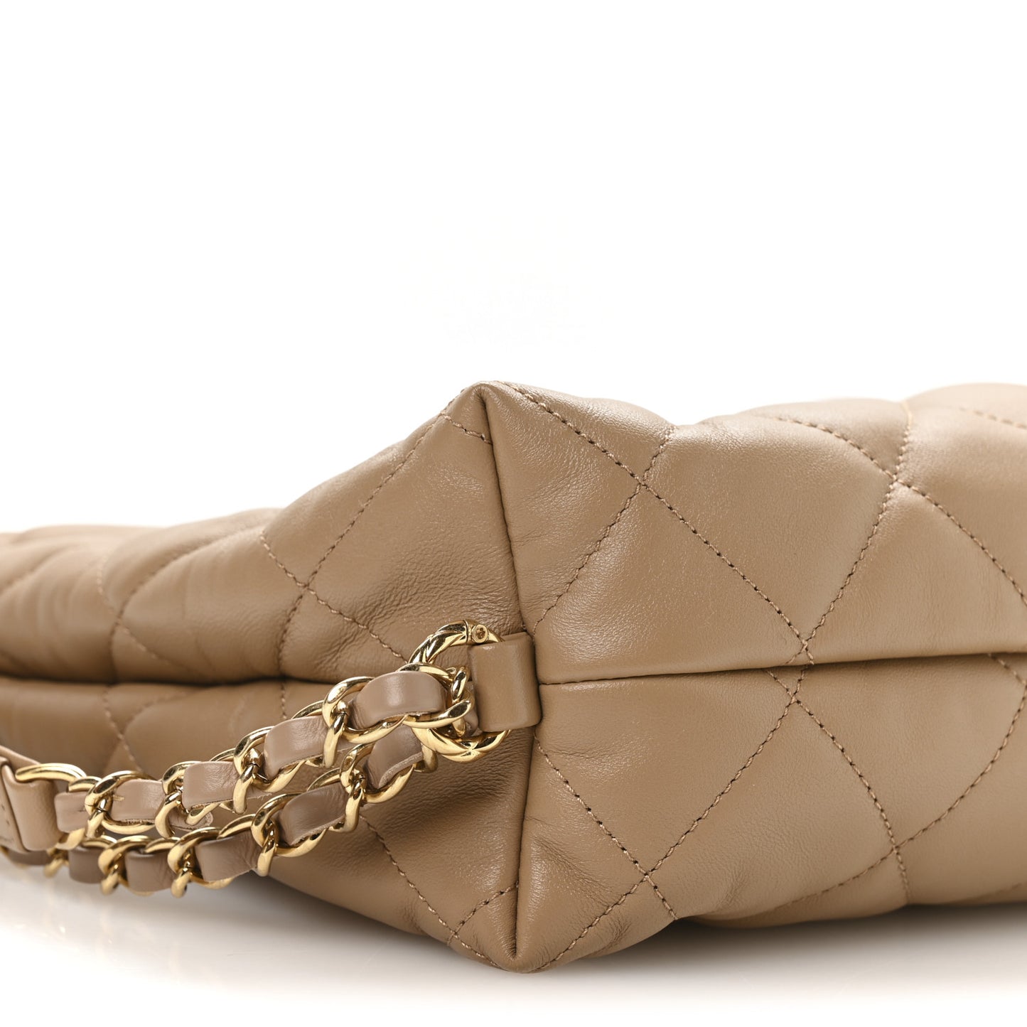 Lambskin Quilted Hobo Beige