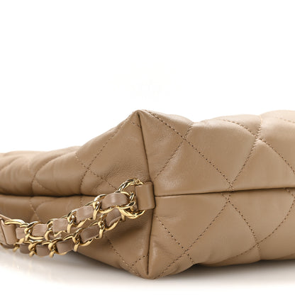Chanel Lambskin Quilted Hobo Beige 8 of 10