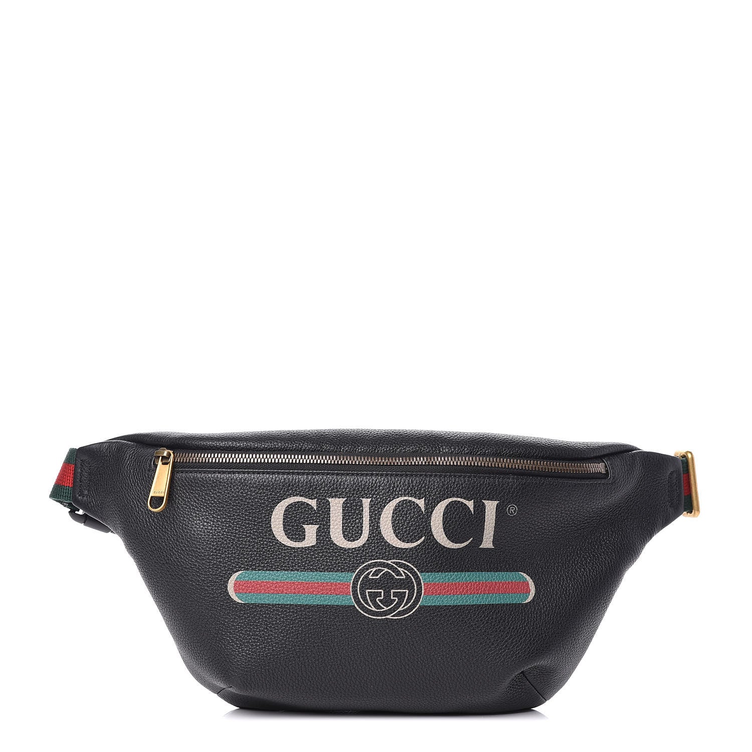 Gucci Grained Calfskin Logo Belt Bag Black 1 of 10