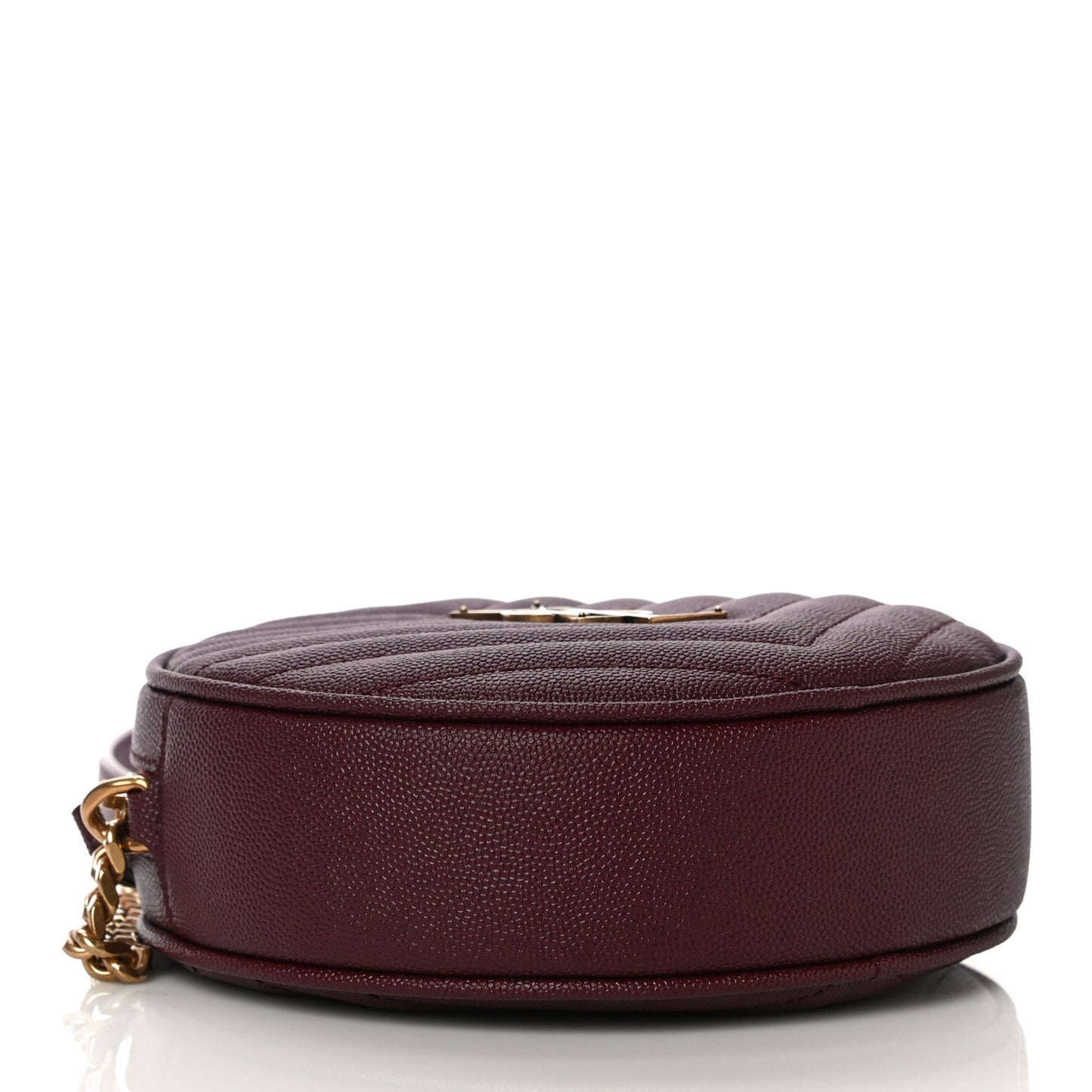 Grain De Poudre Matelasse Chevron Quilted Round Vinyle Camera Bag Rouge Legion