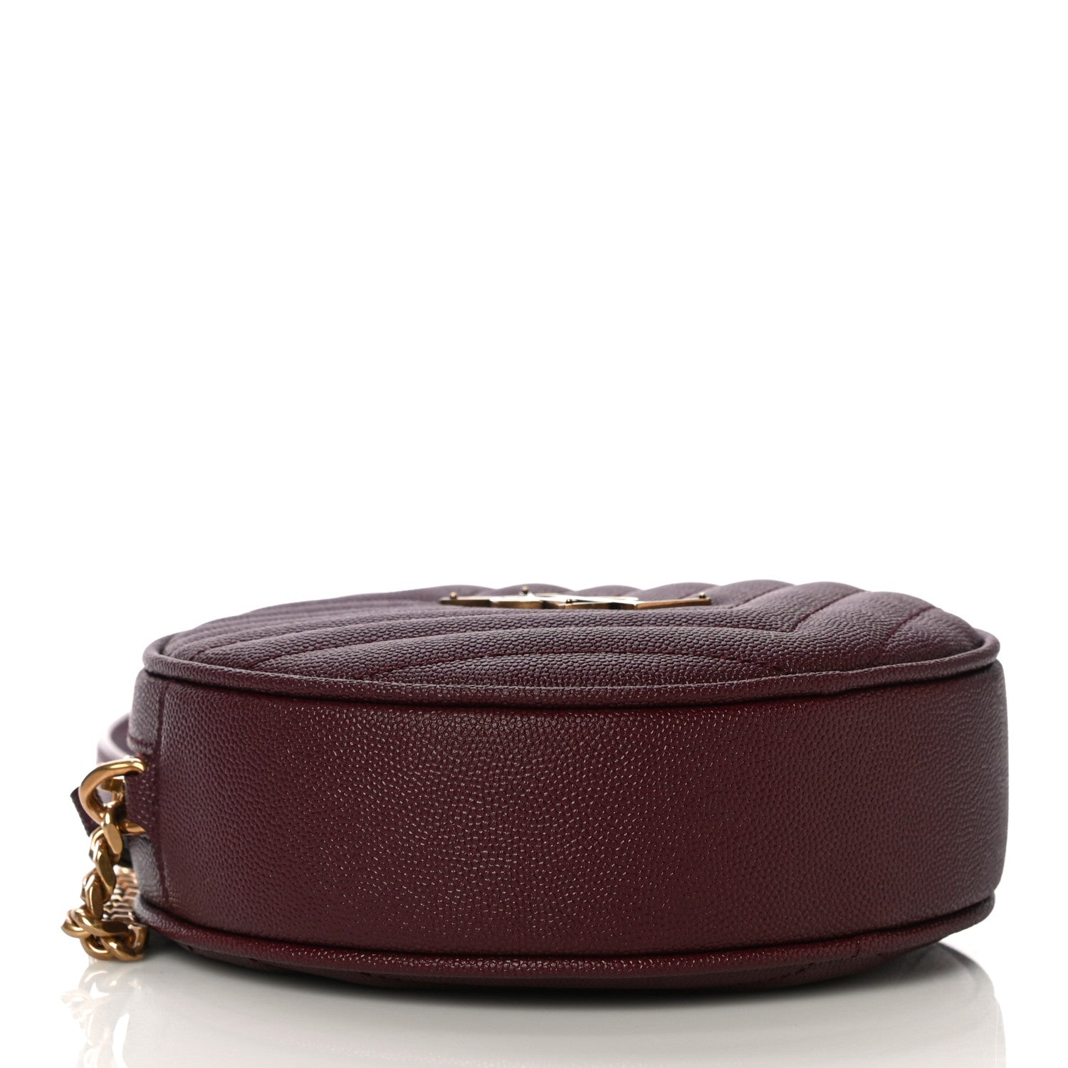Saint Laurent Grain De Poudre Matelasse Chevron Quilted Round Vinyle Camera Bag Rouge Legion 4 of 10