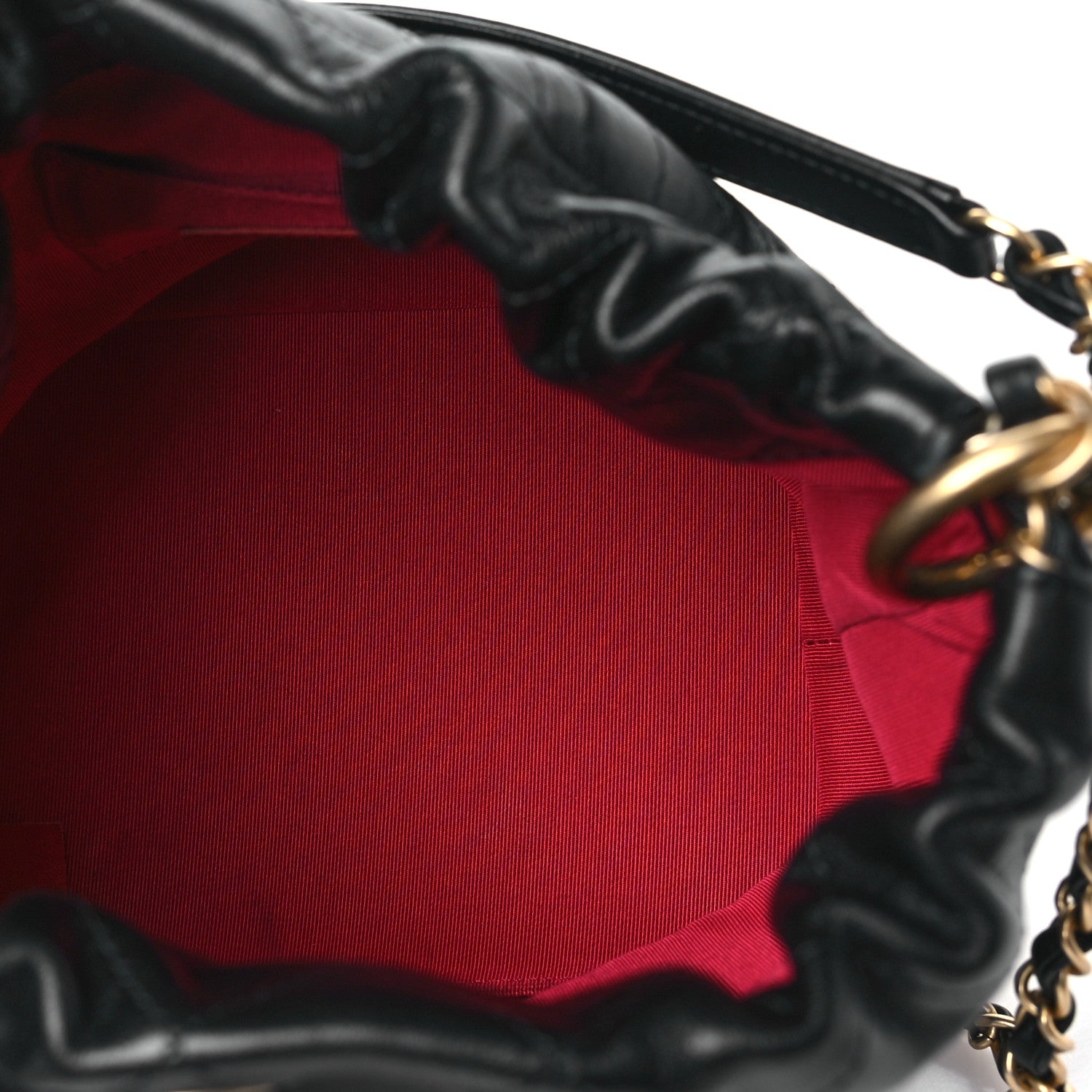 Chanel Lambskin Stitched Drawstring Bag Black 5 of 10