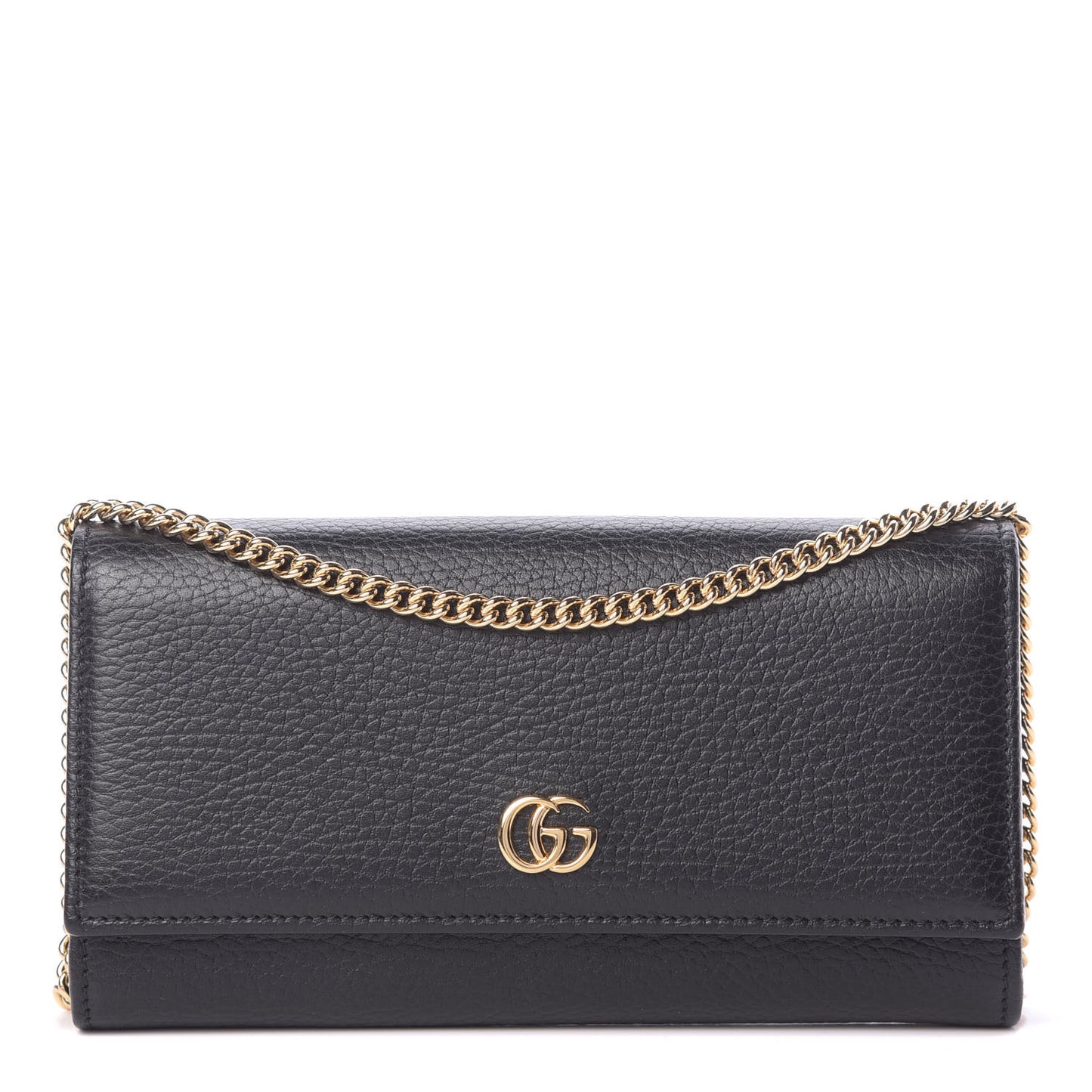 Calfskin Petite GG Marmont Wallet Chain Bag Black