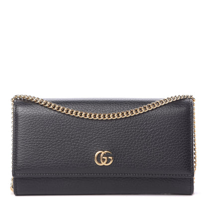 Gucci Calfskin Petite GG Marmont Wallet Chain Bag Black 1 of 11