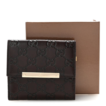 Gucci Guccissima Metal Bar French Flap Wallet Dark Chocolate 9 of 9