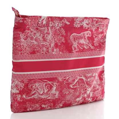 Christian Dior Canvas Embroidered Toile De Jouy Diortravel Zipped Pouch Raspberry 3 of 8