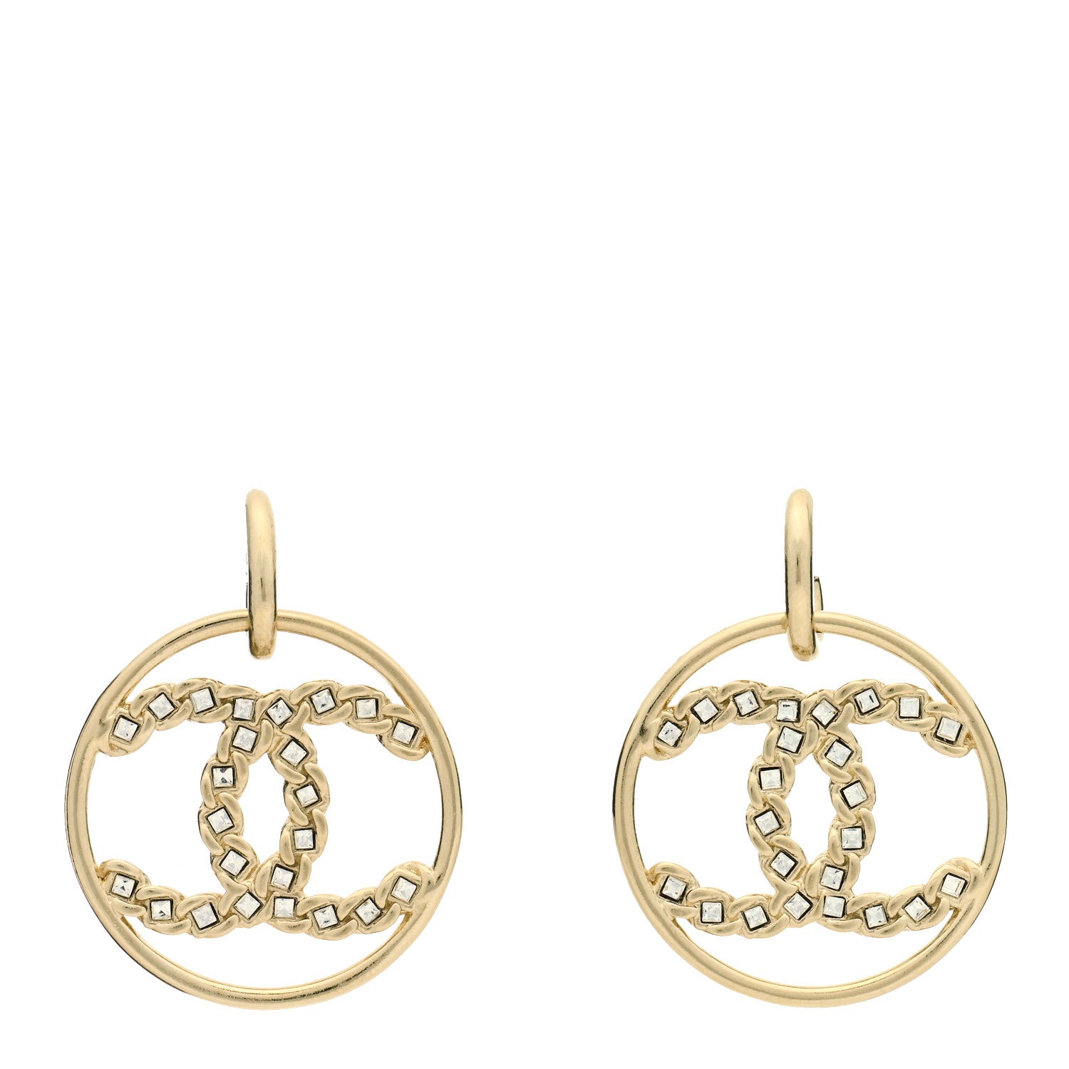 Chanel Baguette Crystal High Society CC Drop Earrings Gold 1 of 5