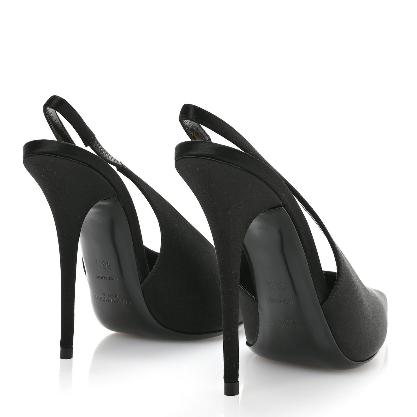 Silk Satin Lentracte 110 Slingback Pumps 36.5 Black