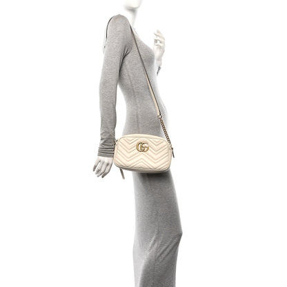 Gucci Calfskin Matelasse Small GG Marmont Chain Shoulder Bag White 2 of 10