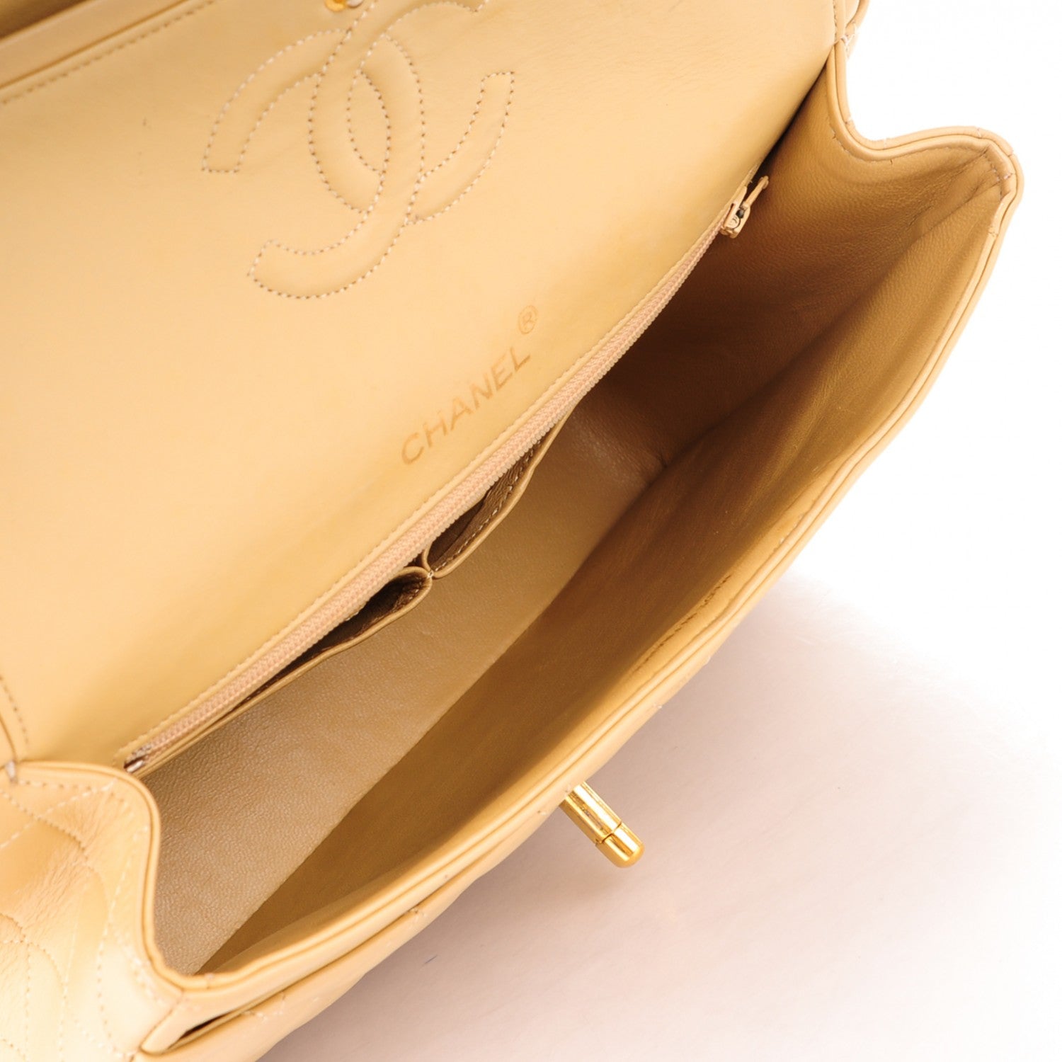 Chanel Lambskin Quilted Medium Double Flap Beige 5 of 13