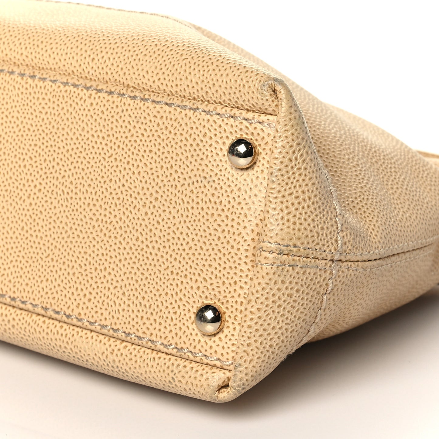 Caviar CC Wood Chain Hobo Beige