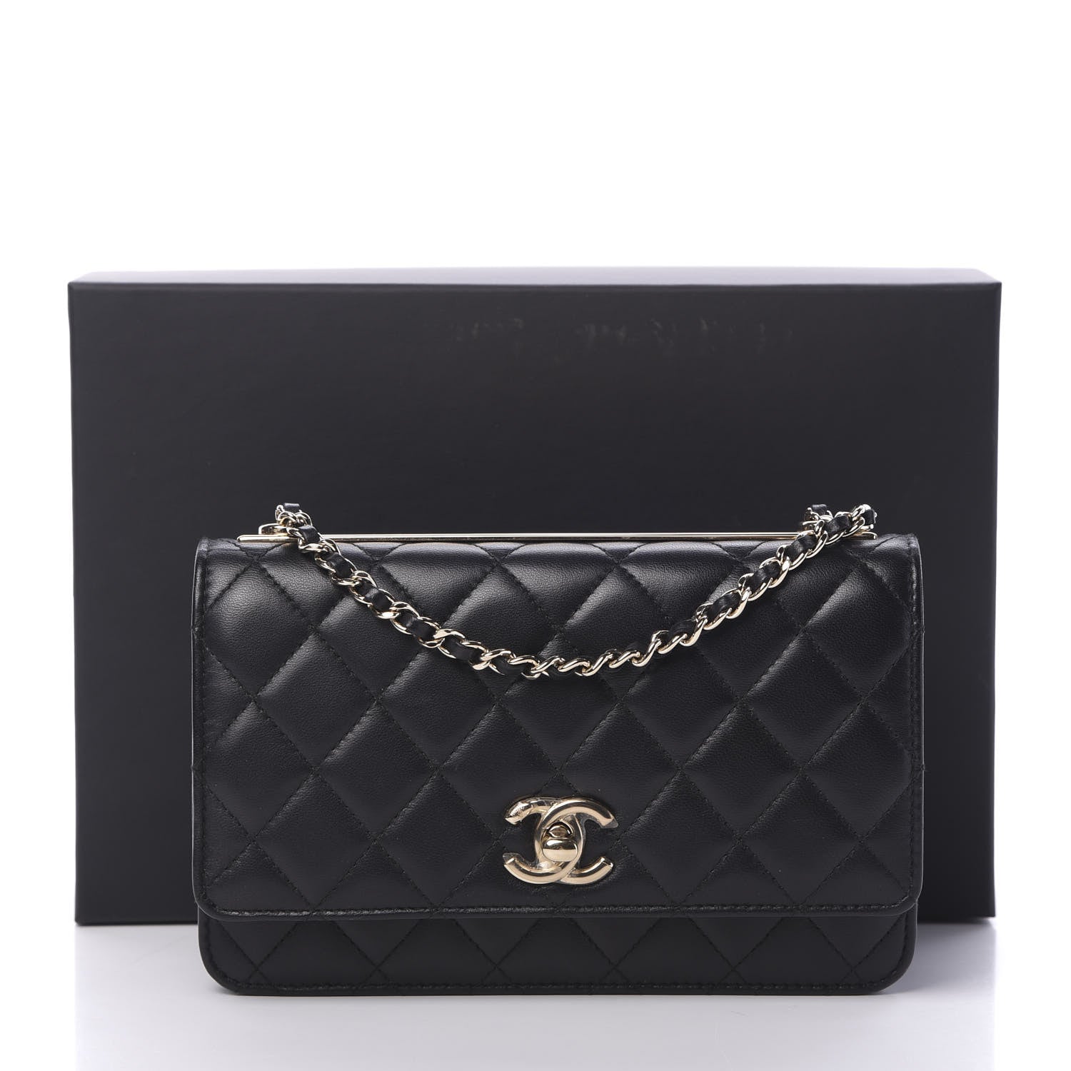 Chanel Lambskin Quilted Trendy CC Wallet On Chain WOC Black 13 of 13