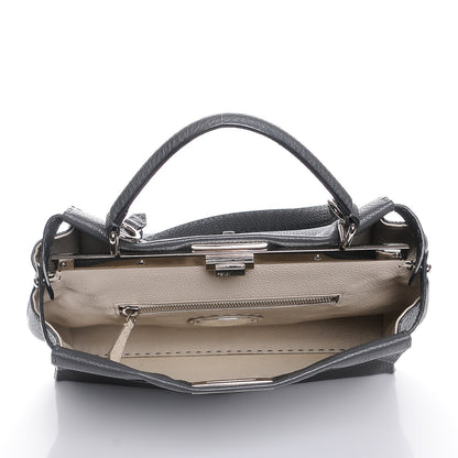 Fendi Cuoio Romano Selleria Bi-Color Large Peekaboo Iconic Satchel Asfalto Latte 6 of 8