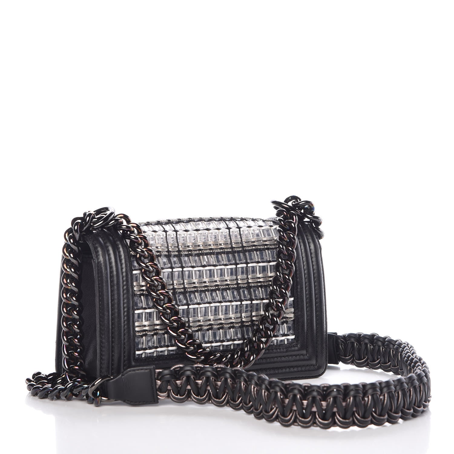 Chanel Lambskin PVC Thread Woven Small Boy Flap Black 3 of 8