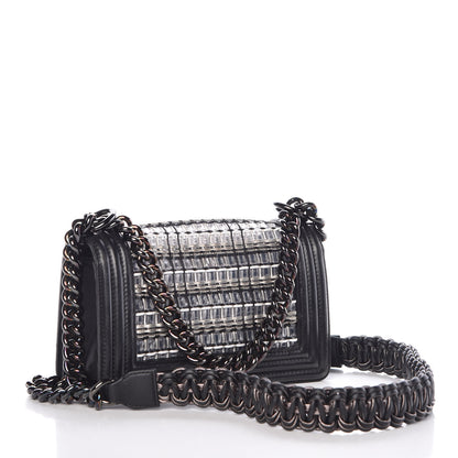 Chanel Lambskin PVC Thread Woven Small Boy Flap Black 3 of 8