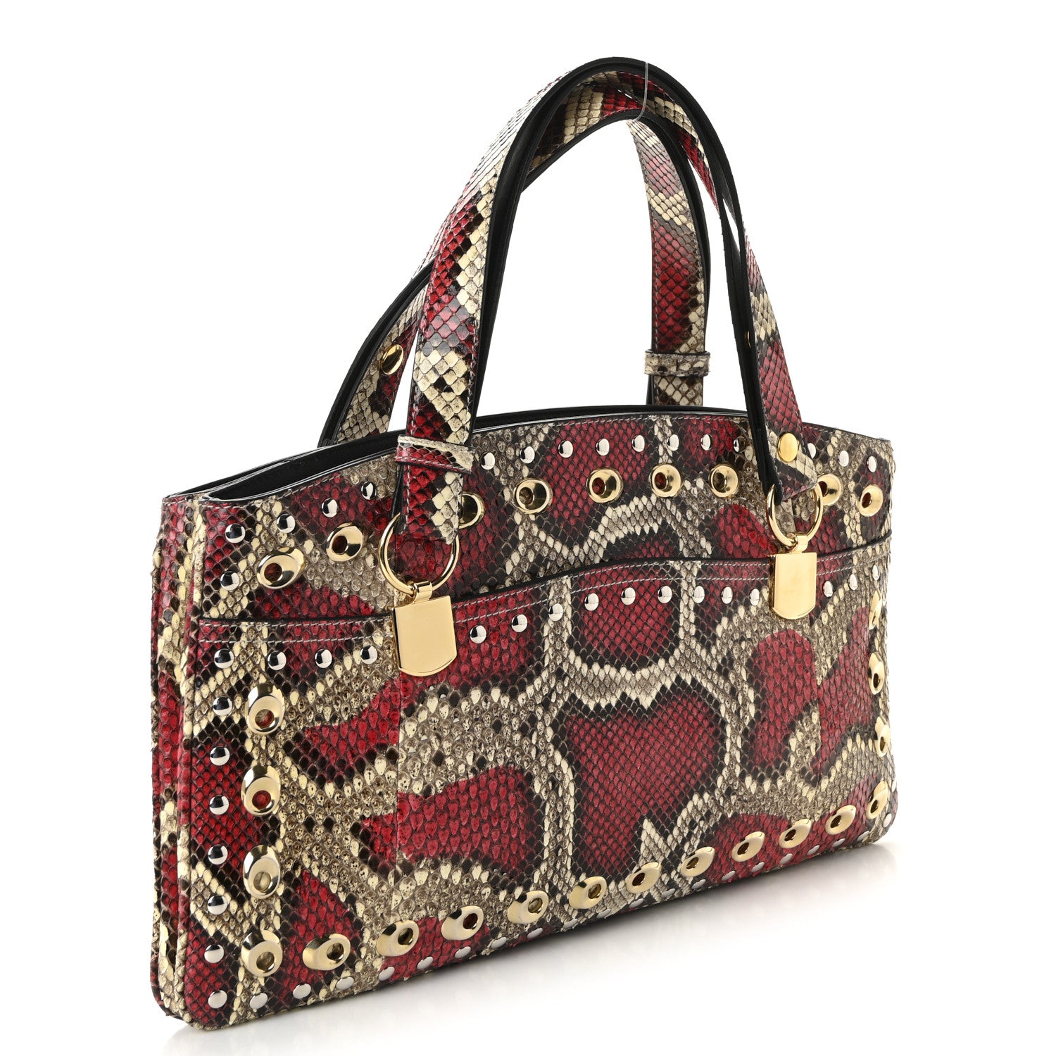 Gucci Snakeskin Large Arli Top Handle Bag Pink Beige 3 of 10