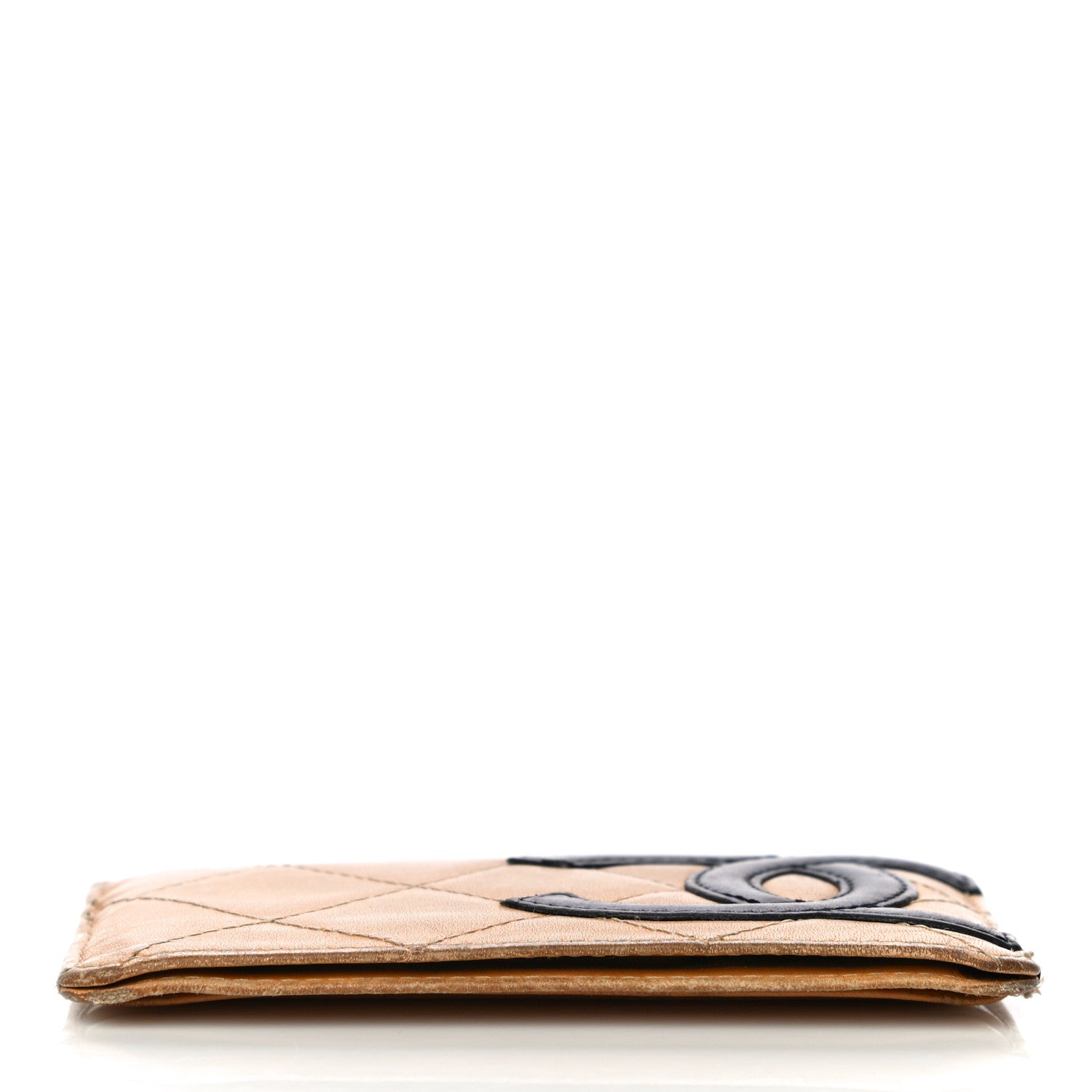 Chanel Calfskin Quilted Cambon Card Holder Beige Black 27 of 30