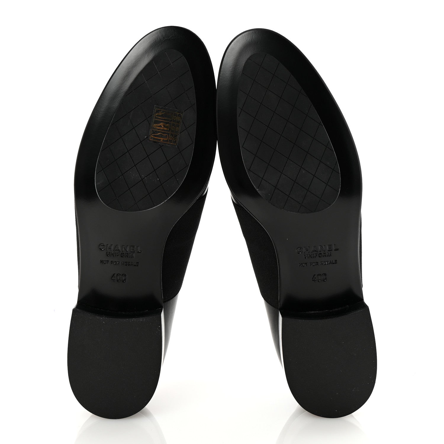 Chanel Calfskin Elastic Lace Up Cap Toe CC Loafers 40 Black 6 of 9
