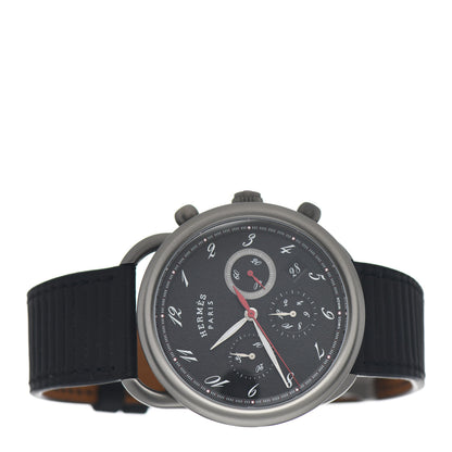 Hermes Titanium Barenia 41mm Chronograph Arceau Automatic Watch Noir 2 of 5