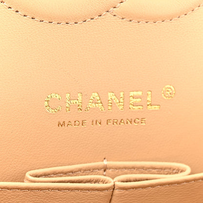 Chanel Lambskin Quilted Medium Double Flap Beige Black 6 of 10