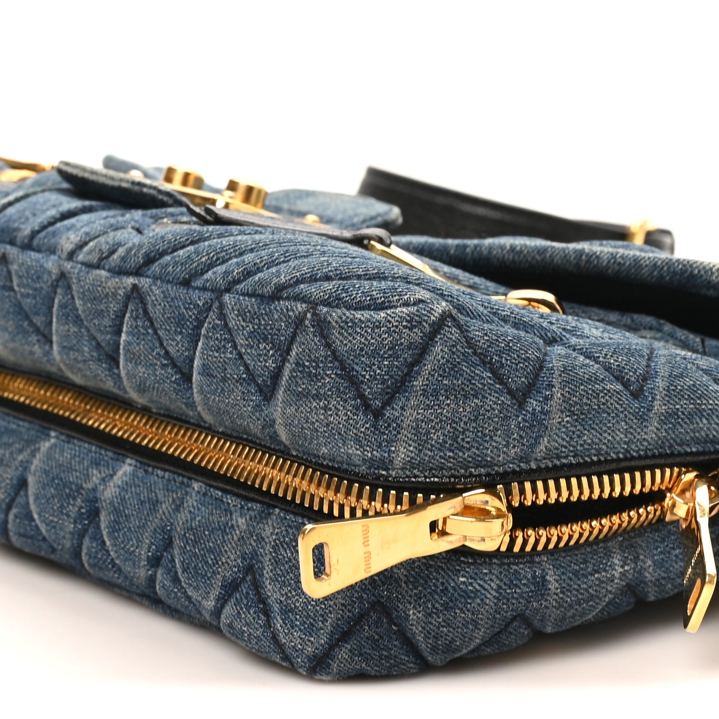 Denim Matelasse Biker Shoulder Bag Avio