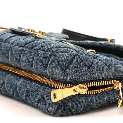 Miu Miu Denim Matelasse Biker Shoulder Bag Avio 9 of 9