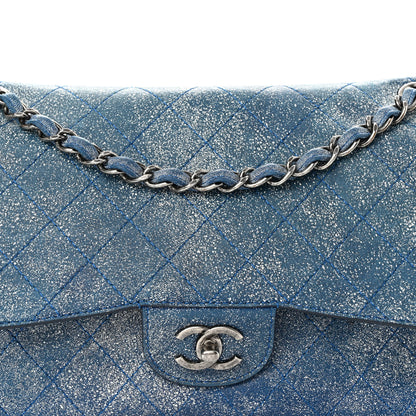 Chanel Crackled Calfskin Jumbo Double Flap Blue 8 of 12