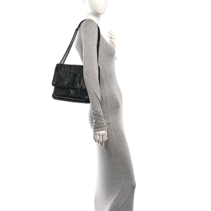 Saint Laurent Crinkled Calfskin Matelasse Monogram Medium Niki Chain Satchel Black 2 of 10