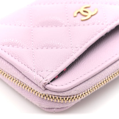 Chanel Caviar Quilted CC Zip Around Card Holder Light Purple 9 of 12