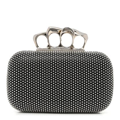 Alexander McQueen Calfskin Studded Skull Four Ring Knuckle Clutch Black 1 of 7