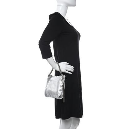 Chanel JIMMY CHOO Metallic Goatskin Callie Mea Tassel Shoulder Bag Silver 2 of 10