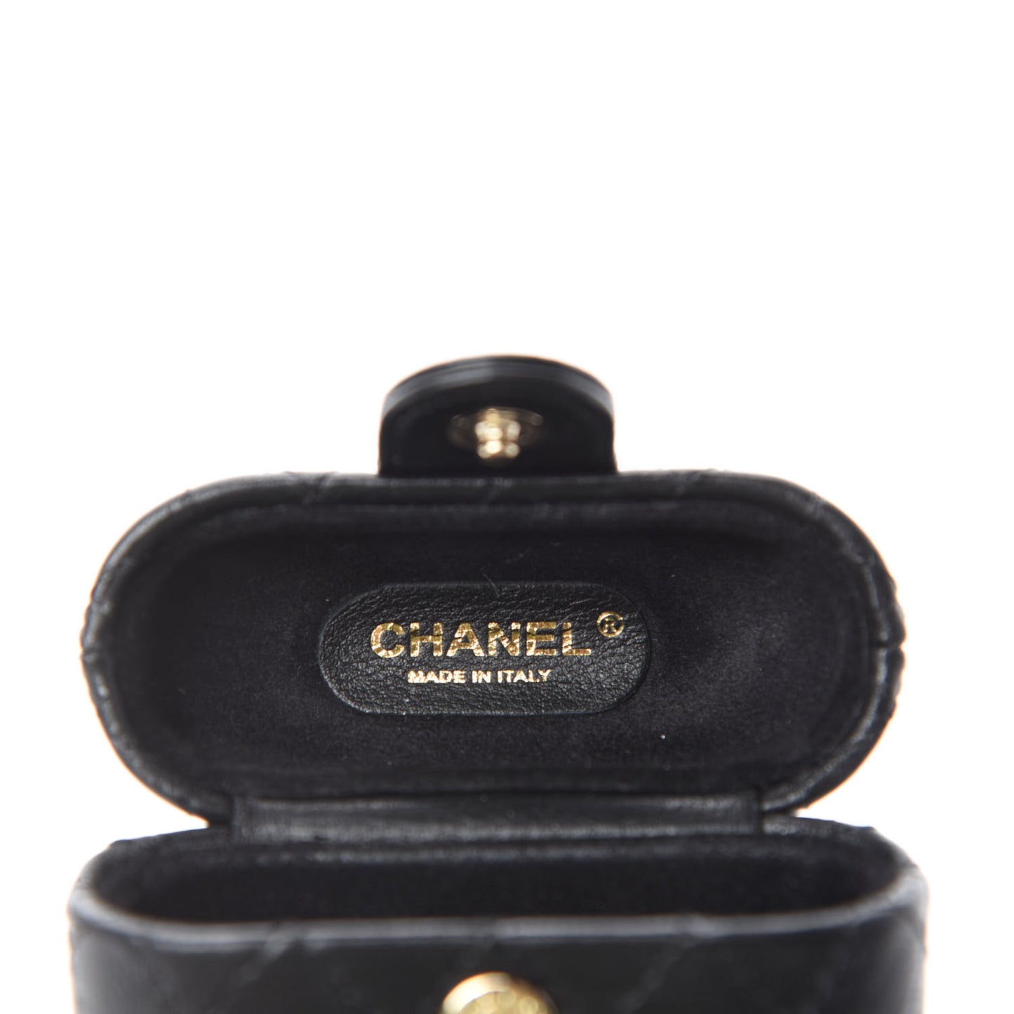 Lambskin Quilted Airpods Pro Case With Chain Black