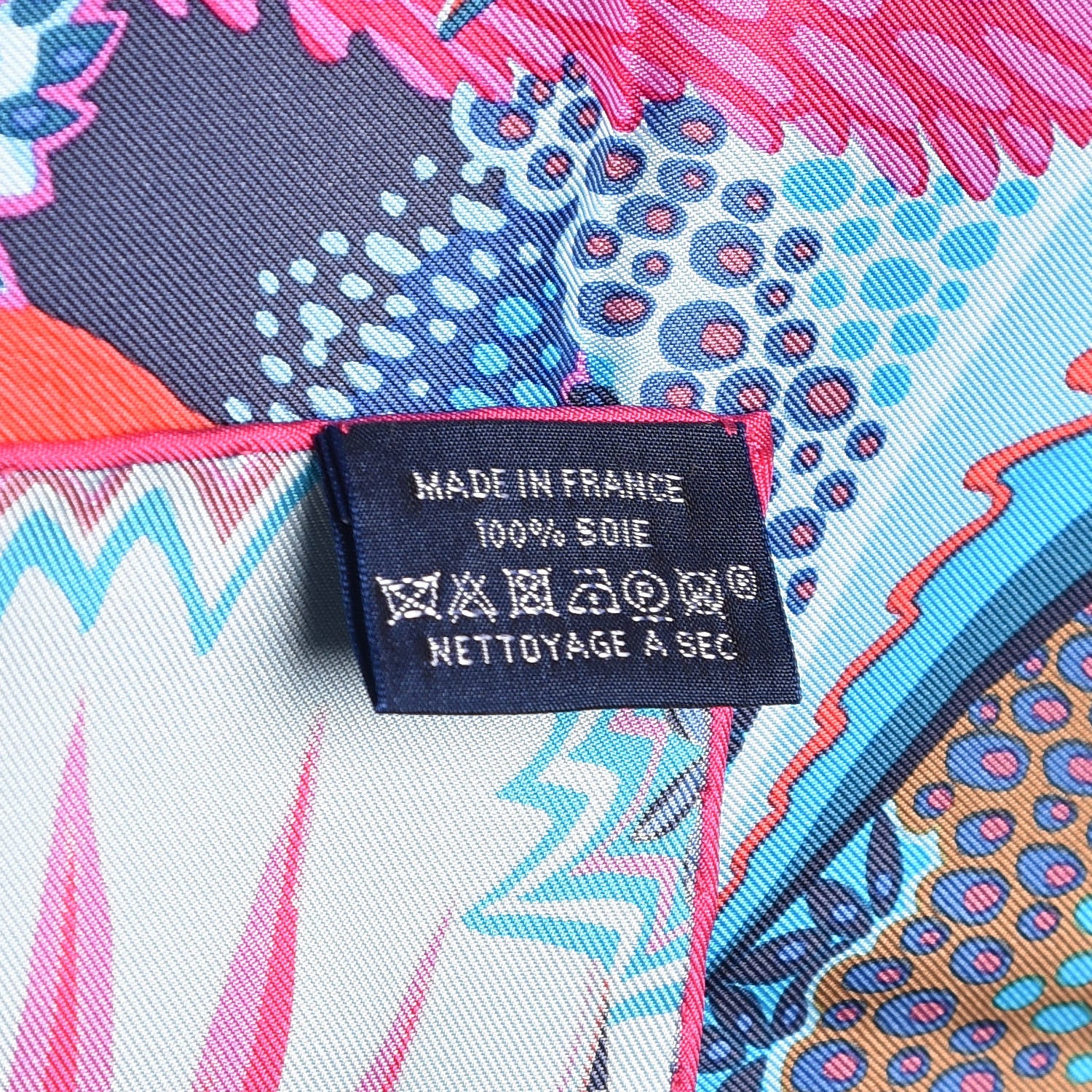 Hermes Silk Mountain Zebra Scarf 90 Turquoise Fuchsia Cobalt 3 of 5