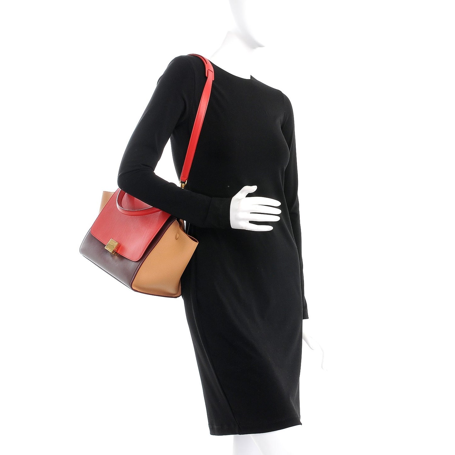 Satin Baby Grained Calfskin Small Trapeze Carmin