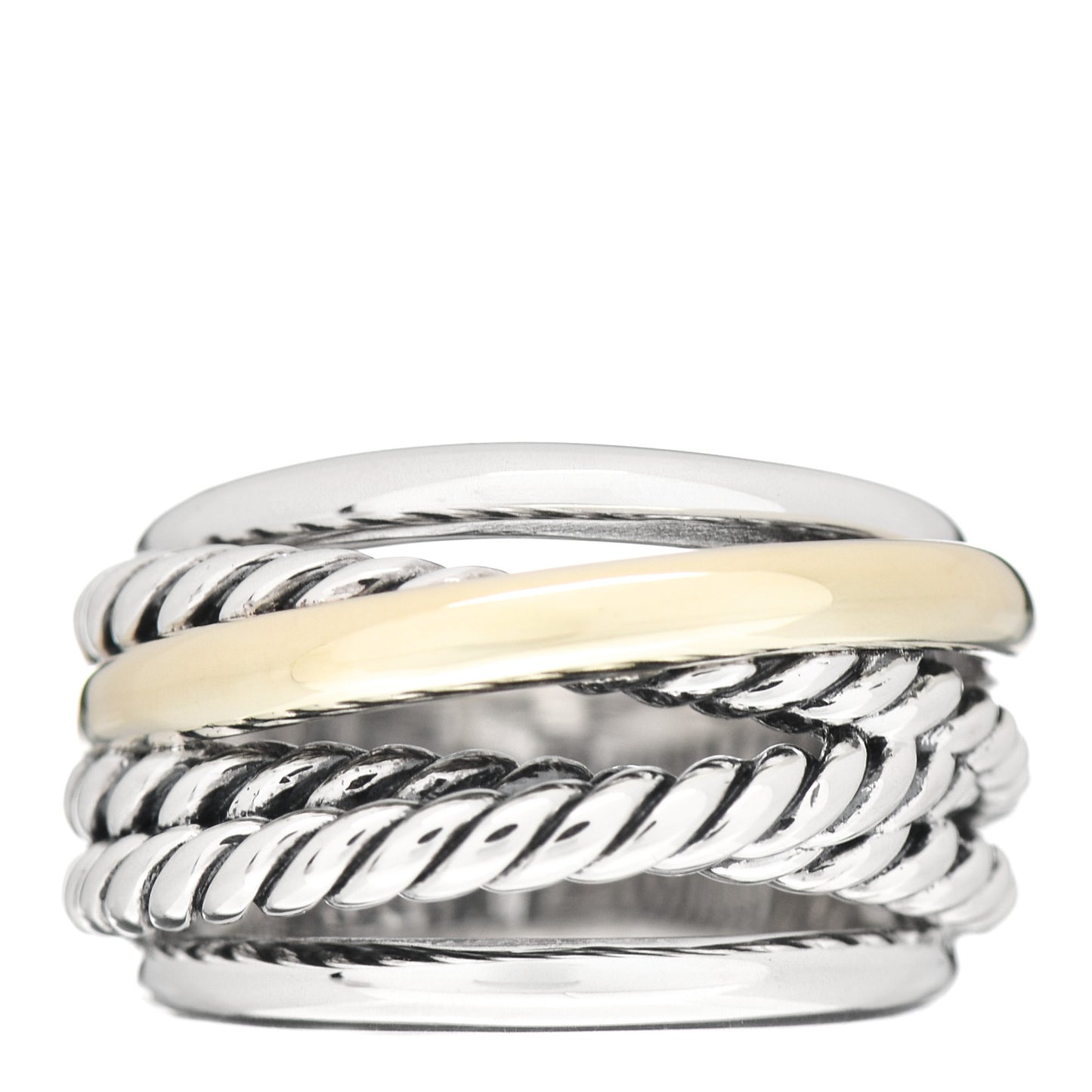 Sterling Silver 14K Yellow Gold Wide Crossover Ring 51 5.75