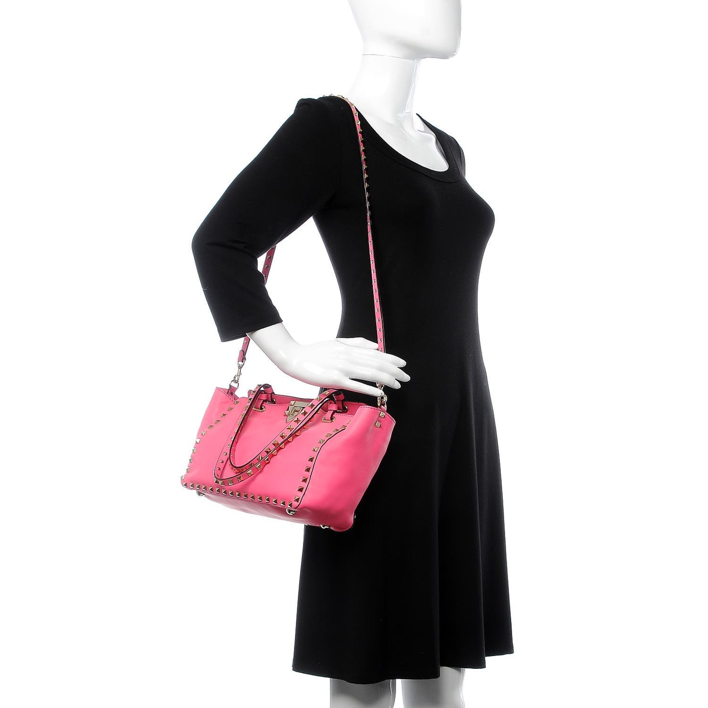 Vitello Small Rockstud Tote Fuxia Fluo