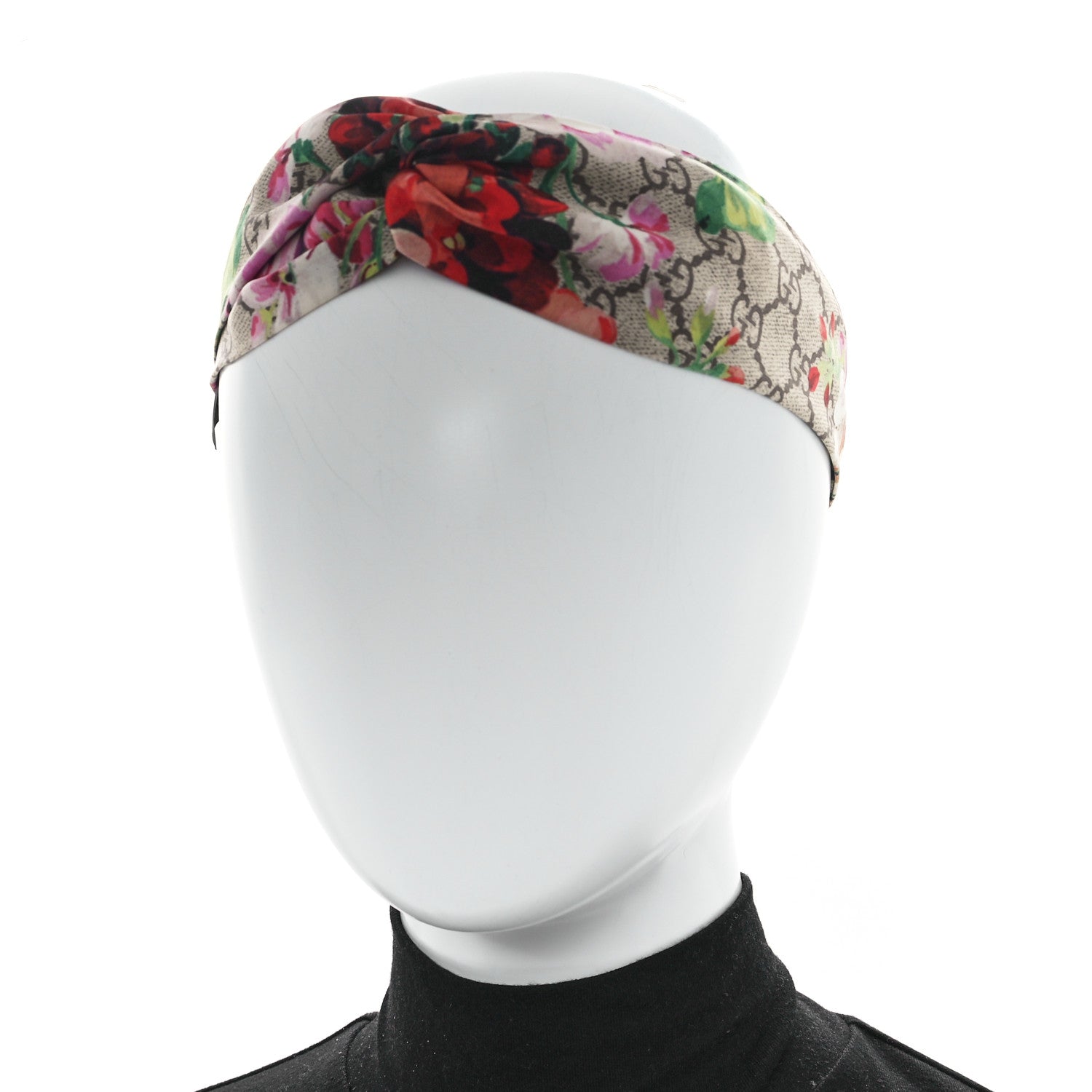 Gucci Silk Monogram Blooms Print Headband Antique Rose 2 of 5
