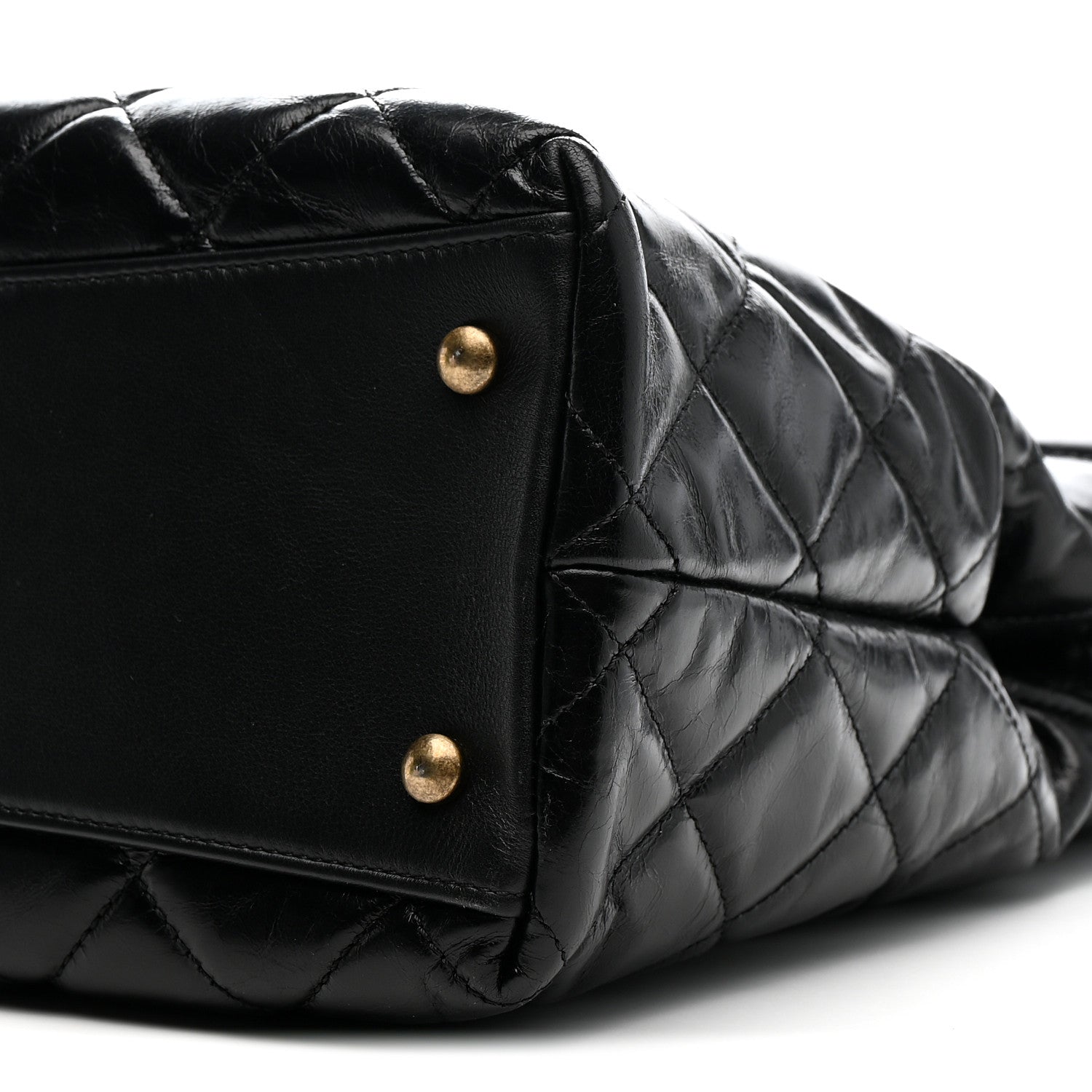 Chanel Glazed Calfskin Quilted Gold Bar Tote Black 11 of 13