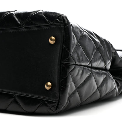 Chanel Glazed Calfskin Quilted Gold Bar Tote Black 11 of 13