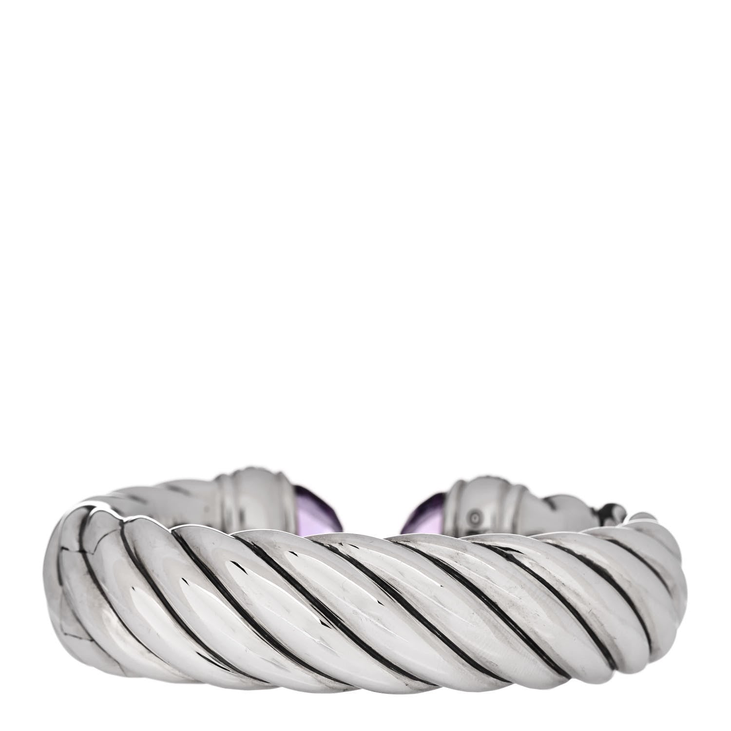 David Yurman Sterling Silver Amethyst Purple Sapphire 18mm Waverly Bracelet 2 of 5