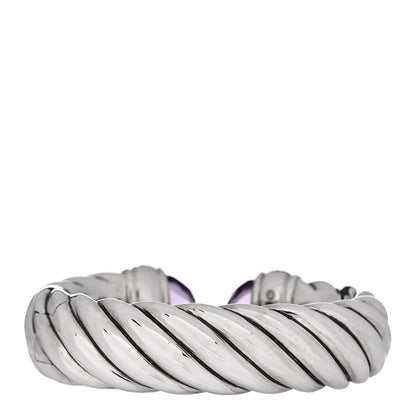 David Yurman Sterling Silver Amethyst Purple Sapphire 18mm Waverly Bracelet 2 of 5