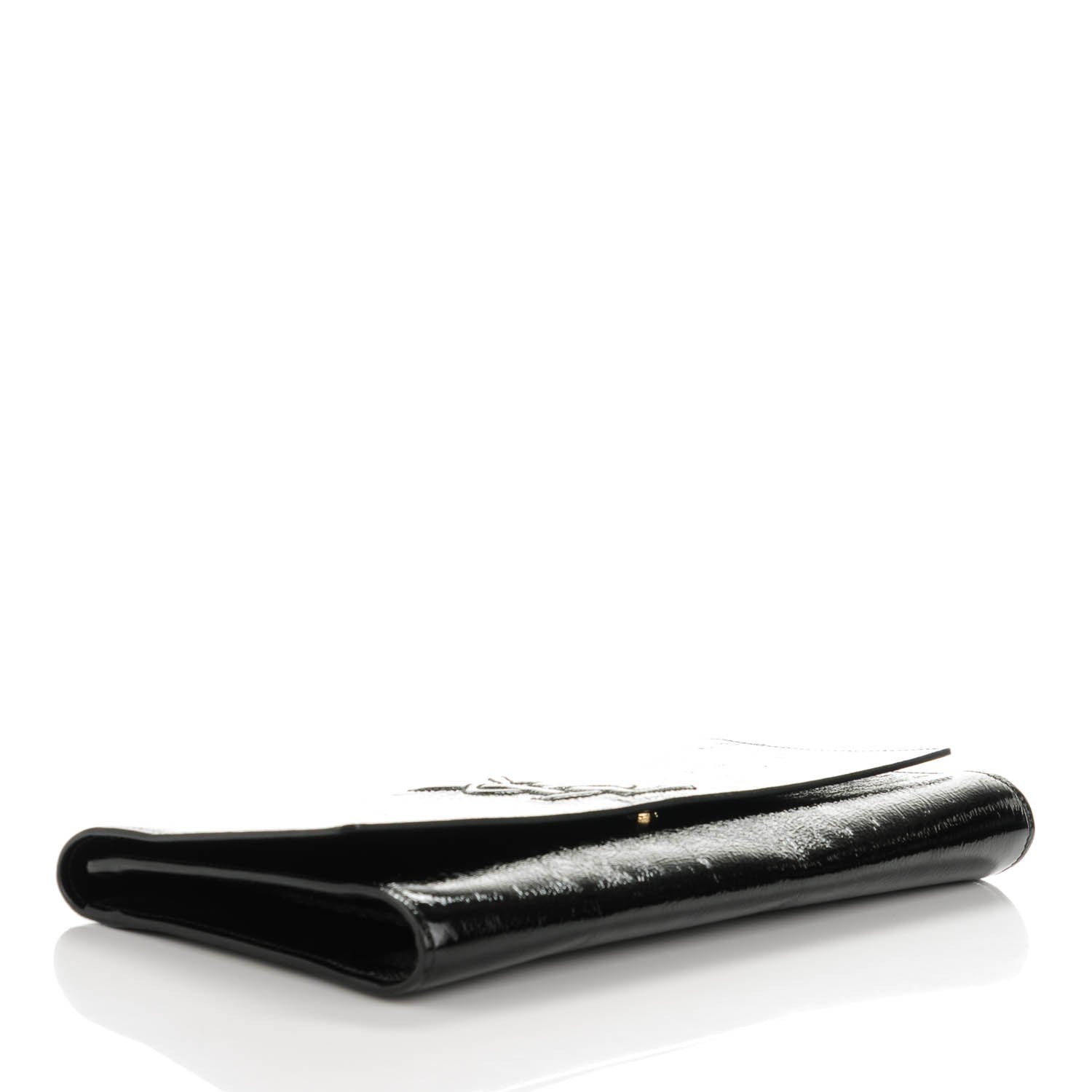 Saint Laurent Textured Patent Monogram Large Belle De Jour Clutch Black 4 of 6