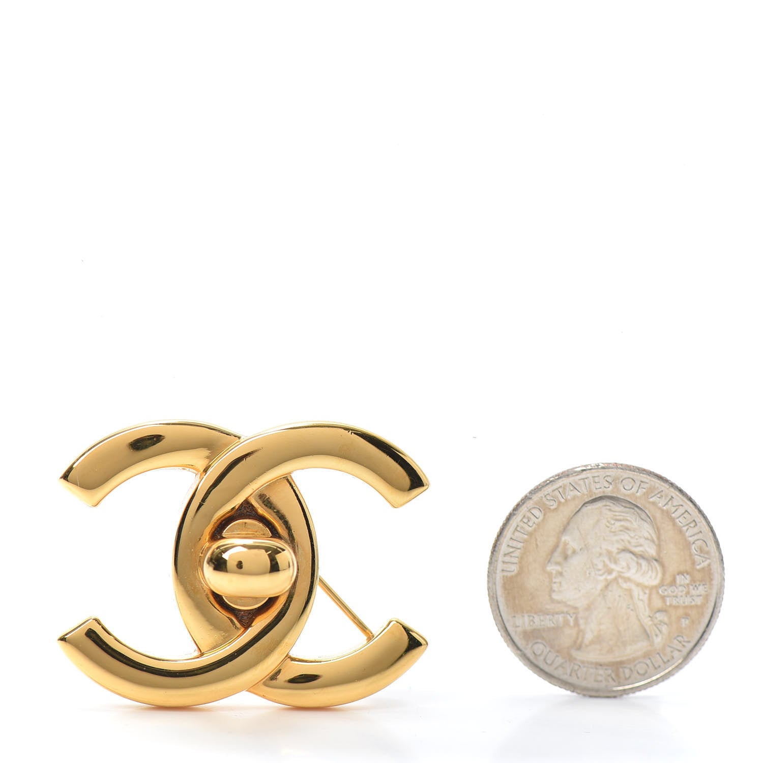 Chanel CC Turn Lock Brooch Gold 3 of 5