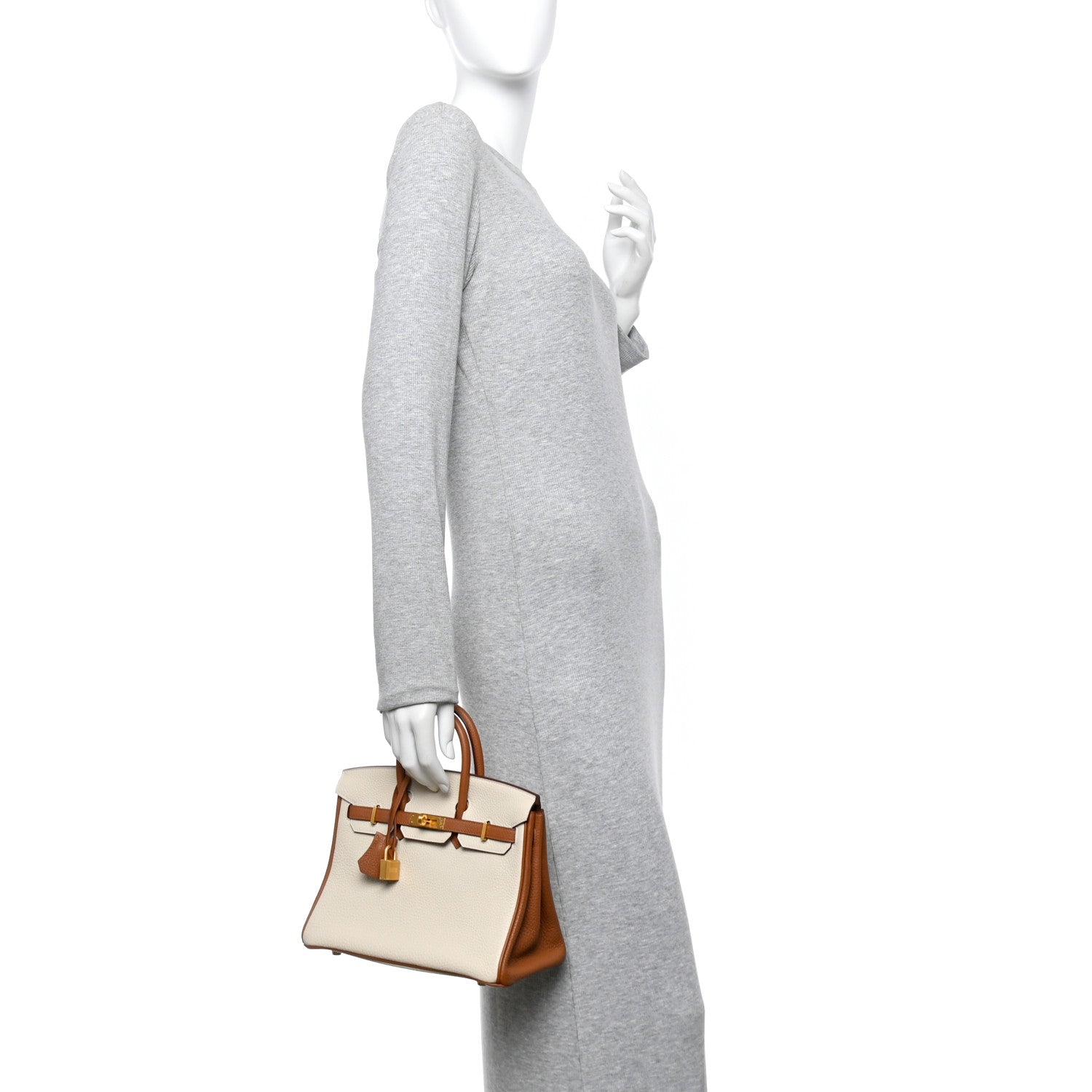 Hermes Togo Horseshoe Birkin 25 Craie Gold 2 of 11