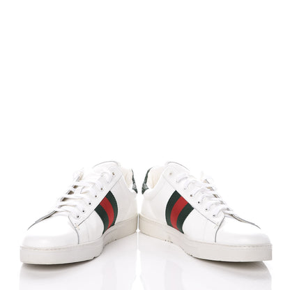 Gucci Calfskin Crocodile Web Mens Ace Sneakers 10.5 White Green 5 of 13