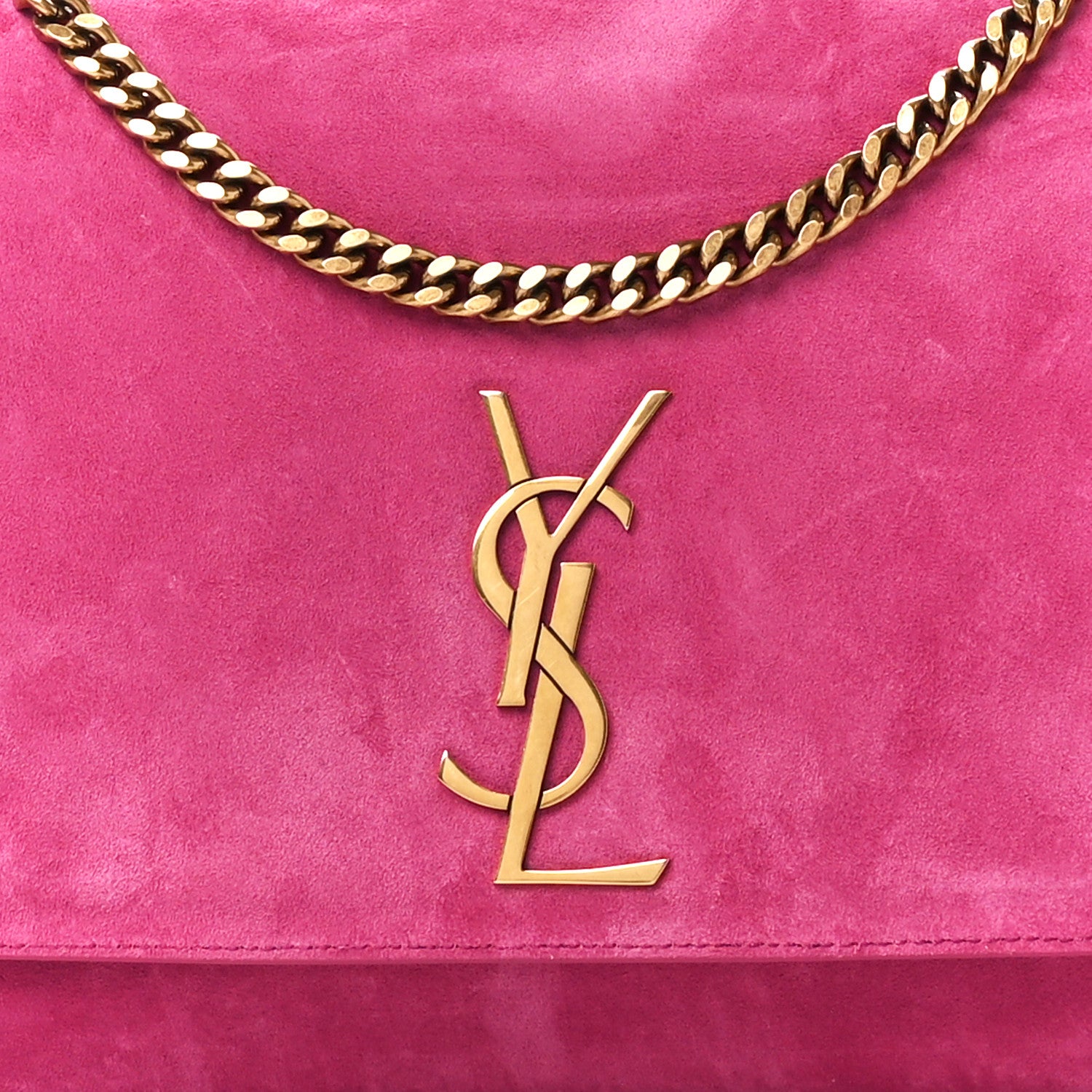 Saint Laurent Smooth Calfskin Suede Medium Reversible Monogram Kate Satchel Rose Rubis 13 of 18