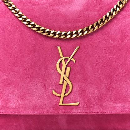 Saint Laurent Smooth Calfskin Suede Medium Reversible Monogram Kate Satchel Rose Rubis 13 of 18